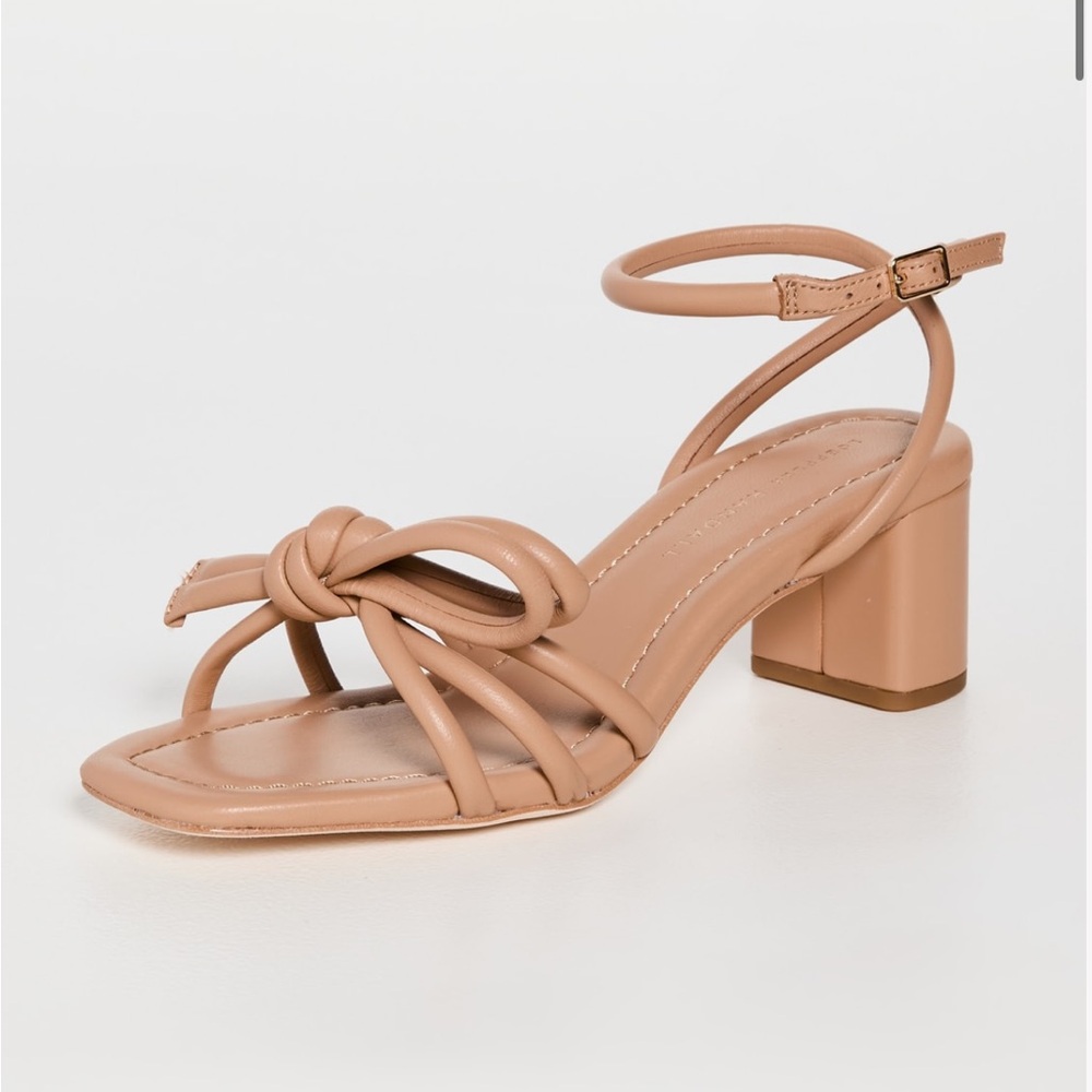 Mikel Leather Bow Mid-Heel Sandals by Loeffler Randall